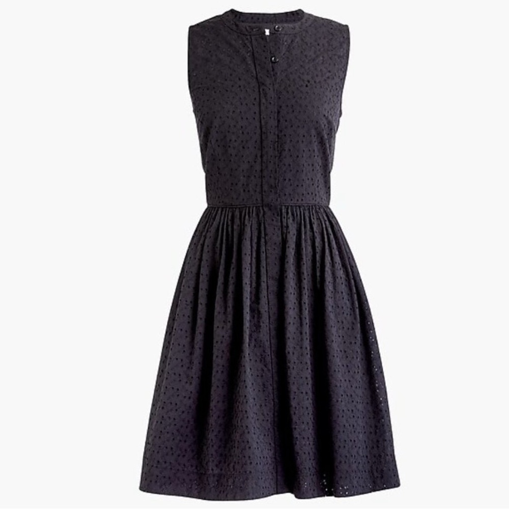 NWOT J.Crew Black Eyelet Midi Dress